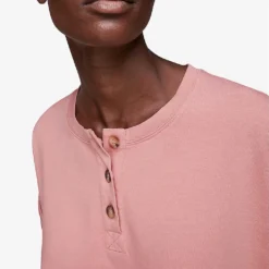 Whistles Button-detail Cotton Henley T-shirt -Outlet Pique Style Store R03804442 PINK ALT04