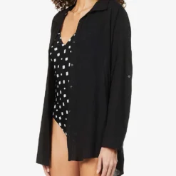 Seafolly Classic Cotton Beach Shirt -Outlet Pique Style Store R03824901 BLACK ALT02