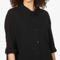 Seafolly Classic Cotton Beach Shirt -Outlet Pique Style Store R03824901 BLACK ALT04