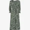 Whistles Clouded Leopard Leopard-print Woven Midi Dress