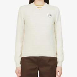 Comme Des Garçons Play Heart-embroidered Wool Jumper -Outlet Pique Style Store R03829846 NATURAL ALT02