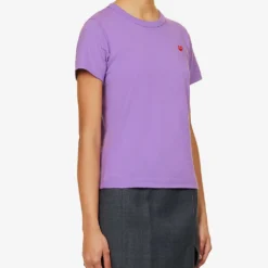 Comme Des Garçons Play Heart-embroidered Cotton-jersey T-shirt -Outlet Pique Style Store R03829849 PURPLE ALT02