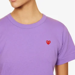 Comme Des Garçons Play Heart-embroidered Cotton-jersey T-shirt -Outlet Pique Style Store R03829849 PURPLE ALT04