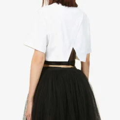 Alexander McQueen Mesh-detail Boned Cotton-jersey T-shirt -Outlet Pique Style Store R03851380 OPTICALWHITE ALT03