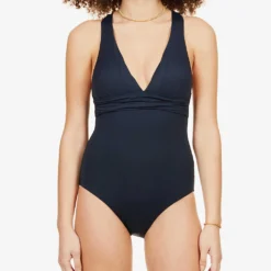 Seafolly Collective V-neck Stretch-recycled Nylon Swimsuit -Outlet Pique Style Store R03854728 TRUENAVY ALT02