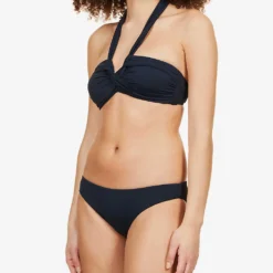 Seafolly Collective Twist-detail Halterneck Recycled Nylon-blend Bikini Top -Outlet Pique Style Store R03854730 TRUENAVY ALT02