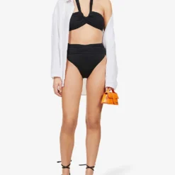 Seafolly Collective Wrap-detail High-rise Recycled Nylon-blend Bikini Bottoms -Outlet Pique Style Store R03854735 BLACK ALT01
