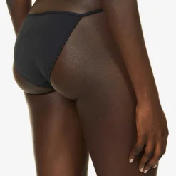 Seafolly Collective Tie-detail Mid-rise Recycled Nylon-blend Bikini Bottoms -Outlet Pique Style Store R03854736 BLACK ALT03