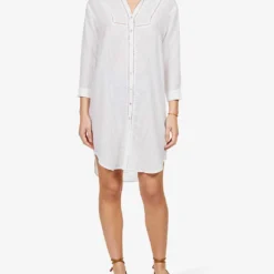 Seafolly Boheme Striped-pattern Cotton Cover-up 7 Seafolly Boheme Striped-pattern Cotton Cover-up -Outlet Pique Style Store R03854739 WHITE ALT02
