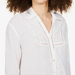 Seafolly Boheme Striped-pattern Cotton Cover-up 9 Seafolly Boheme Striped-pattern Cotton Cover-up -Outlet Pique Style Store R03854739 WHITE ALT04