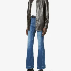 GOOD AMERICAN Good Legs Flared High-rise Cotton-blend Jeans -Outlet Pique Style Store R03857190 BLUE843 ALT01