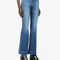 GOOD AMERICAN Good Legs Flared High-rise Cotton-blend Jeans -Outlet Pique Style Store R03857190 BLUE843 ALT02