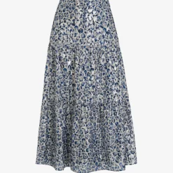 Whistles Animal-print Tiered Cotton-blend Midi Skirt