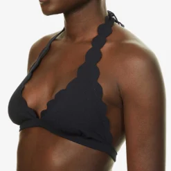 Marysia Spring Scalloped Bikini Top -Outlet Pique Style Store R03872309 BLACK ALT04