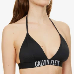 Calvin Klein Intense Power Logo-embroidered Bikini Top -Outlet Pique Style Store R03874196 PVHBLACK ALT04