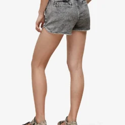 AllSaints Dale Paperbag-waist High-rise Stretch-denim Shorts -Outlet Pique Style Store R03875945 SNOWBLACK ALT03