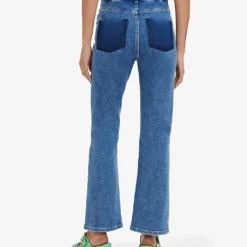 Maje Platane Braided-trim Flared High-rise Organic Cotton-blend Stretch-denim Jeans 7 Maje Platane Braided-trim Flared High-rise Organic Cotton-blend Stretch-denim Jeans -Outlet Pique Style Store R03879067 BLEUS ALT02