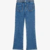Maje Platane Braided-trim Flared High-rise Organic Cotton-blend Stretch-denim Jeans