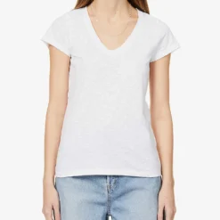 V-neck Organic-cotton T-shirt -Outlet Pique Style Store R03879546 WHITE ALT02