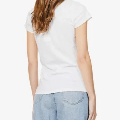 V-neck Organic-cotton T-shirt -Outlet Pique Style Store R03879546 WHITE ALT03