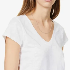 V-neck Organic-cotton T-shirt -Outlet Pique Style Store R03879546 WHITE ALT04
