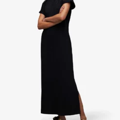 AllSaints Anna Short-sleeve Cotton Maxi Dress -Outlet Pique Style Store R03879746 BLACK ALT02