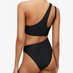 AllSaints Cara Asymmetric-strap Stretch Swimsuit -Outlet Pique Style Store R03884650 BLACK ALT03