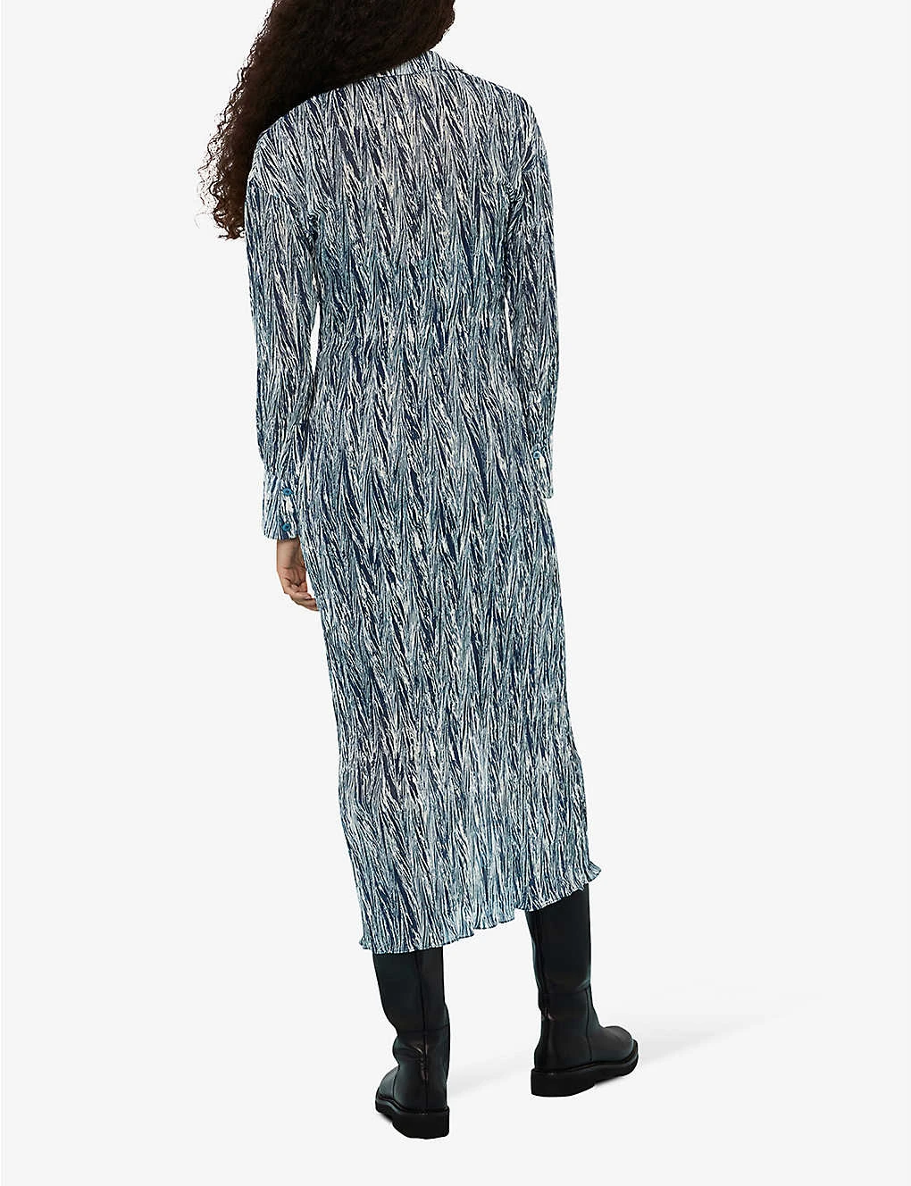 Whistles Marble-stripe Recycled-polyester Plisse Midi Dress 4 Whistles Marble-stripe Recycled-polyester Plisse Midi Dress - Image 4