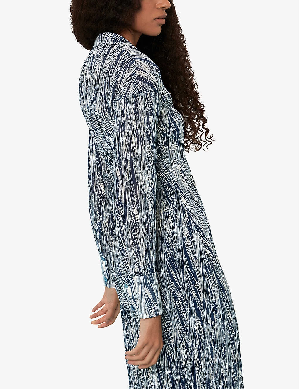 Whistles Marble-stripe Recycled-polyester Plisse Midi Dress 6 Whistles Marble-stripe Recycled-polyester Plisse Midi Dress - Image 6