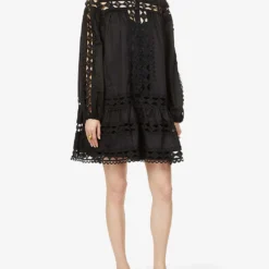 Devotion Twins Ithaki Lace-embroidered Cotton Mini Dress -Outlet Pique Style Store R03886535 BLACK ALT02