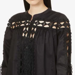 Devotion Twins Ithaki Lace-embroidered Cotton Mini Dress -Outlet Pique Style Store R03886535 BLACK ALT04