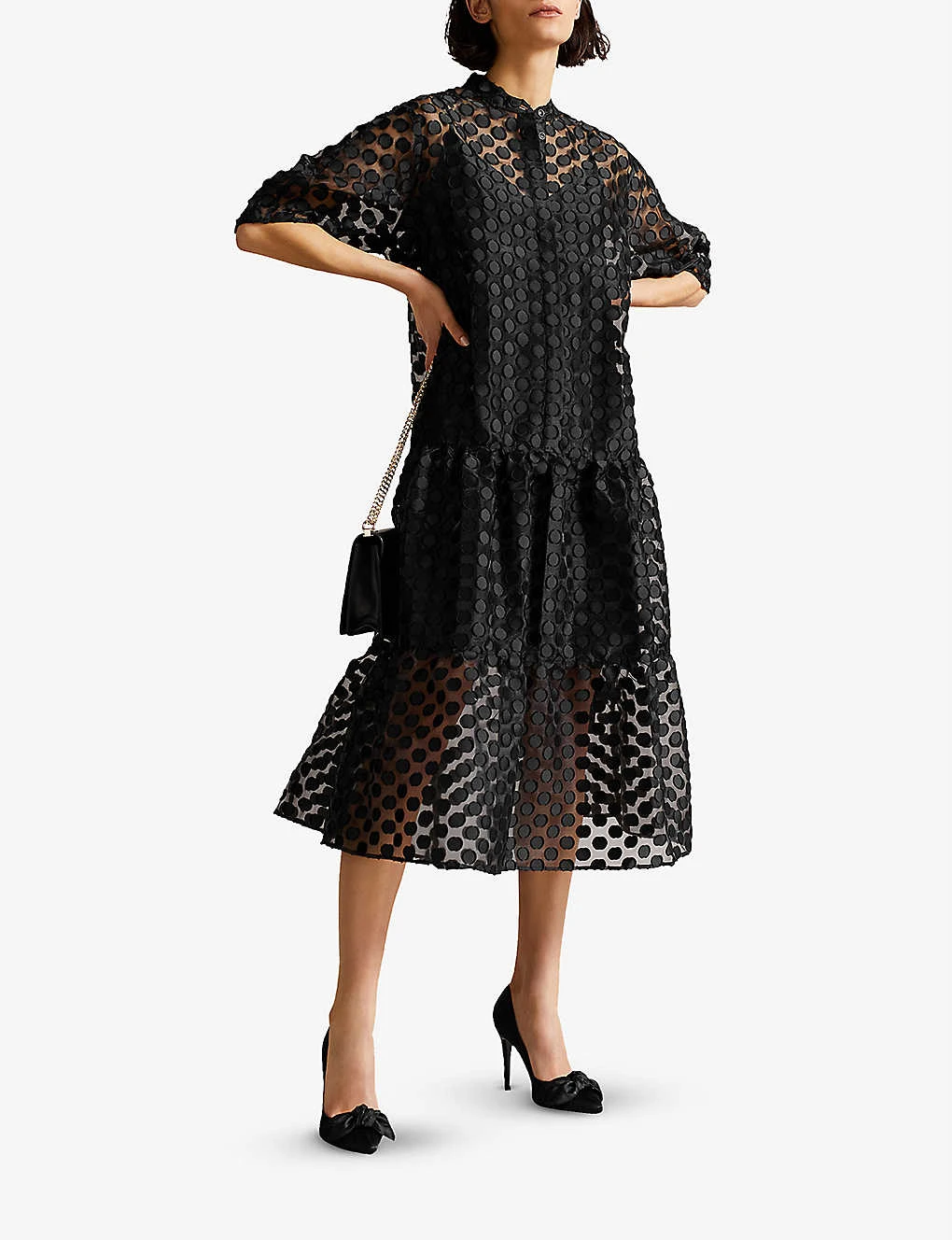 Ted Baker Nelanie Puff-sleeve Polka Dot Oversized Woven Shirt Dress 2 Ted Baker Nelanie Puff-sleeve Polka Dot Oversized Woven Shirt Dress - Image 2