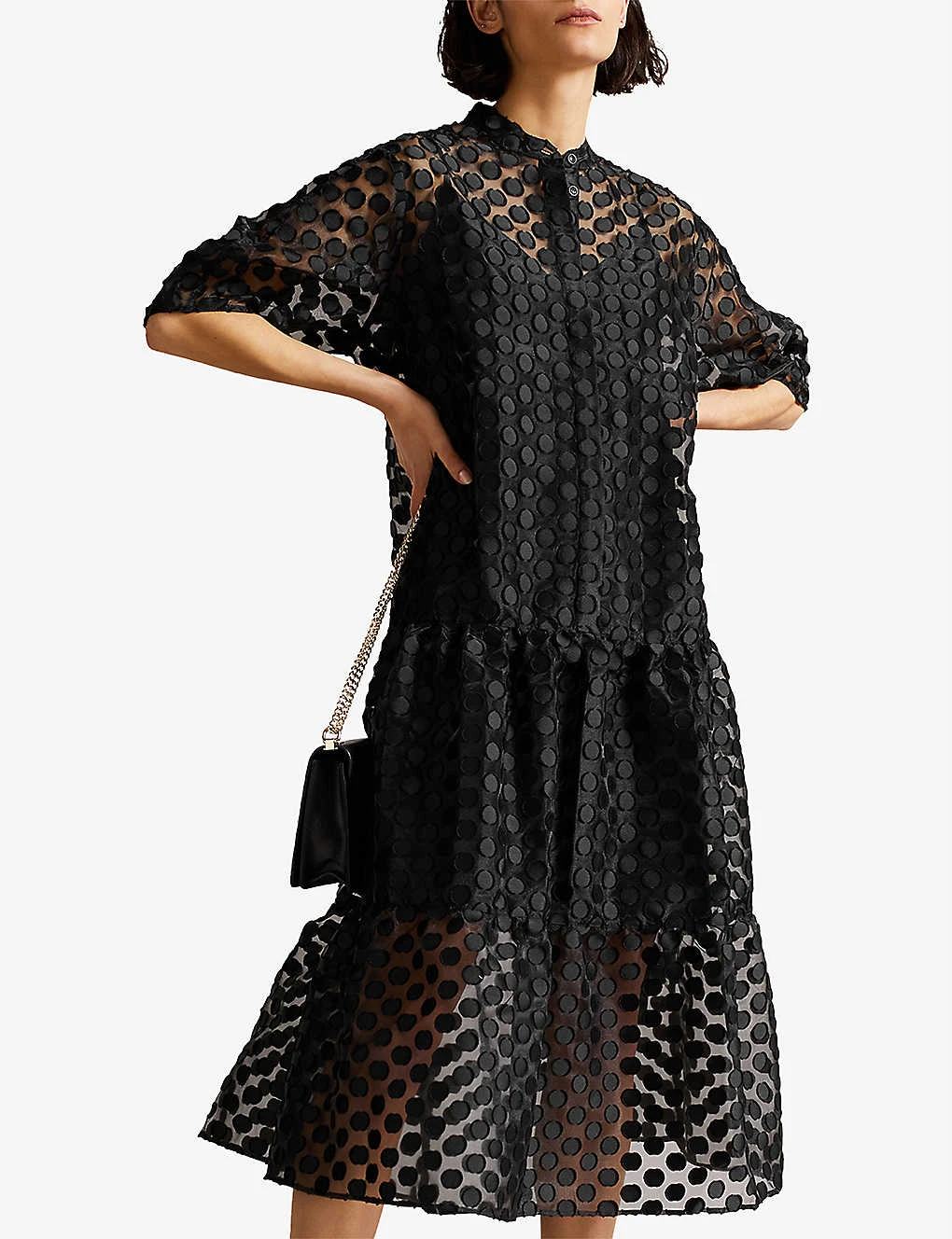 Ted Baker Nelanie Puff-sleeve Polka Dot Oversized Woven Shirt Dress 3 Ted Baker Nelanie Puff-sleeve Polka Dot Oversized Woven Shirt Dress - Image 3