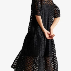 Ted Baker Nelanie Puff-sleeve Polka Dot Oversized Woven Shirt Dress 8 Ted Baker Nelanie Puff-sleeve Polka Dot Oversized Woven Shirt Dress -Outlet Pique Style Store R03902262 BLACK ALT03