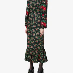Villanelle Floral-print Cotton Midi Dress -Outlet Pique Style Store R03903464 BLACK ALT02
