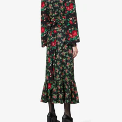 Villanelle Floral-print Cotton Midi Dress -Outlet Pique Style Store R03903464 BLACK ALT03