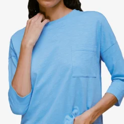 Whistles Pocket-embellished Relaxed Fit Organic Cotton Top -Outlet Pique Style Store R03907586 BLUE ALT02