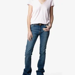 Zadig & Voltaire Story Fishnet-detail Cotton-jersey T-shirt -Outlet Pique Style Store R03909478 PARME ALT01