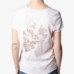 Zadig & Voltaire Story Fishnet-detail Cotton-jersey T-shirt -Outlet Pique Style Store R03909478 PARME ALT03