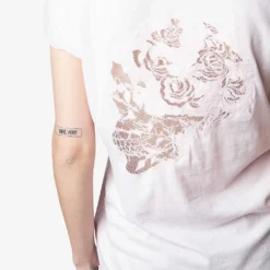 Zadig & Voltaire Story Fishnet-detail Cotton-jersey T-shirt -Outlet Pique Style Store R03909478 PARME ALT04