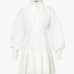 Oversized-collar Crepe Mini Dress