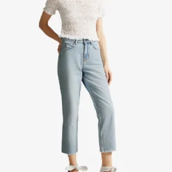 Ted Baker Nellin Straight-leg Raw-hem Denim Jeans -Outlet Pique Style Store R03920106 LTWASH ALT01