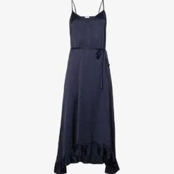 CLAUDIE PIERLOT Roucas Pleated Hem Satin Midi Dress