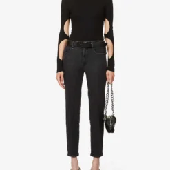 GOOD AMERICAN Good Straight Washed Straight-leg High-rise Stretch-organic-cotton Blend Denim Jeans -Outlet Pique Style Store R03930106 BLACK184 ALT01