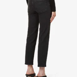 GOOD AMERICAN Good Straight Washed Straight-leg High-rise Stretch-organic-cotton Blend Denim Jeans -Outlet Pique Style Store R03930106 BLACK184 ALT03
