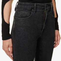 GOOD AMERICAN Good Straight Washed Straight-leg High-rise Stretch-organic-cotton Blend Denim Jeans -Outlet Pique Style Store R03930106 BLACK184 ALT04