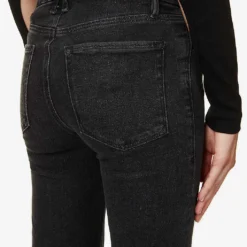 GOOD AMERICAN Good Straight Washed Straight-leg High-rise Stretch-organic-cotton Blend Denim Jeans -Outlet Pique Style Store R03930106 BLACK184 ALT05