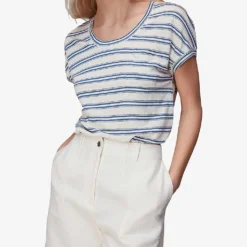 Whistles Striped Linen T-shirt -Outlet Pique Style Store R03933337 MULTICOLOURED ALT02