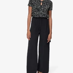 Whistles Sahara Leopard-print Woven T-shirt 5 Whistles Sahara Leopard-print Woven T-shirt -Outlet Pique Style Store R03939044 BLACK ALT01