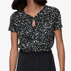 Whistles Sahara Leopard-print Woven T-shirt 6 Whistles Sahara Leopard-print Woven T-shirt -Outlet Pique Style Store R03939044 BLACK ALT02